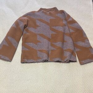 Ann Taylor Brown and Gray Patterned Turtleneck Sweater